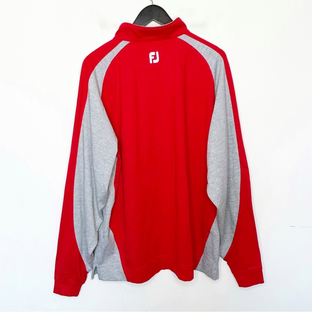 Footjoy Mens L Golf Pullover 1/4 Zip Red Gray Performance Stretch Long Sleeve - Picture 2 of 9